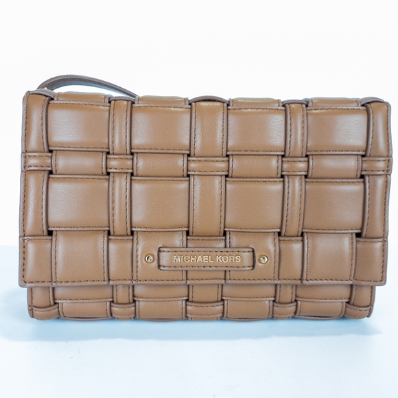 Michael Kors Ivy Large Woven Crossbody Bag - Luggage Brown - Picture 6 of 8